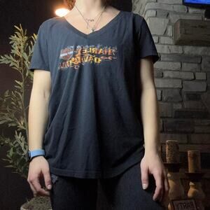 Harley davidson black v neck t shirt